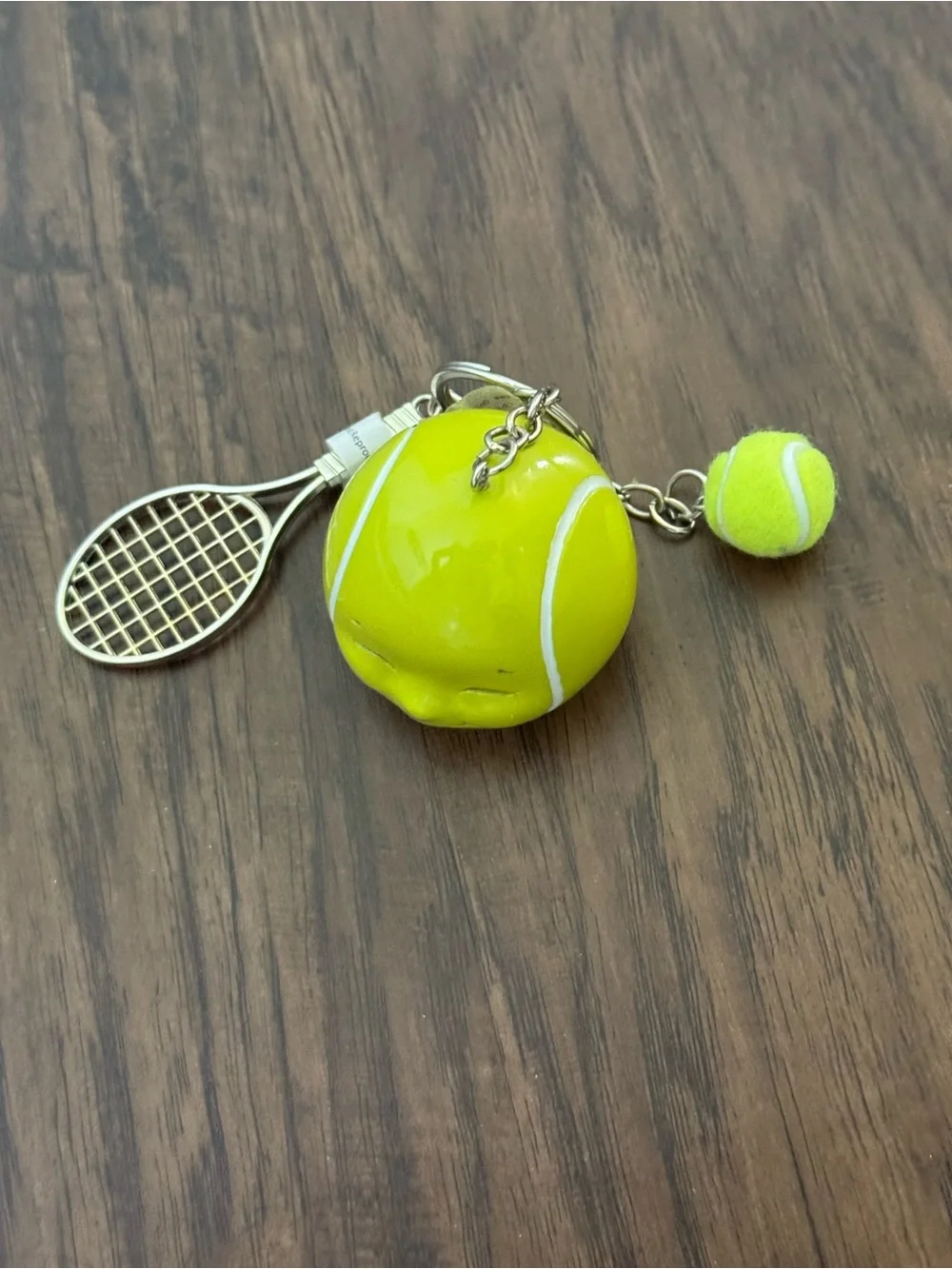 Urban outfitters Tennis Ball & Racket Keychain - Neon Yellow